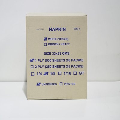 กระดาษเช็ดปาก Napkins 33x33 ซม. 1 ชั้น พับ 8 สีขาว (1x8ห่อx500แผ่น) รวม 4,000 แผ่น