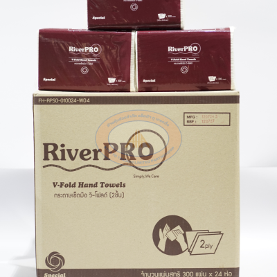 กระดาษเช็ดมือวี-โฟลด์ 2 ชั้น Riverpro(1x300x24)