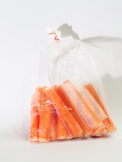 Straight cut bag, clear PE, blue pu Straight cut bag, clear PE, blue pu