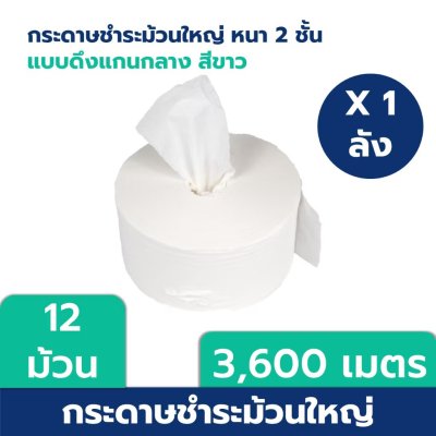 กระดาษม้วนใหญ่แบบดึงกลาง 2 ชั้น 300 เมตร V10.5 เซ็นเตอร์พูล Correct (1x12 ม้วน)