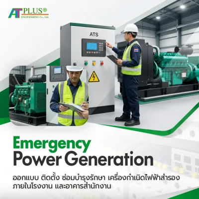 งานออกแบบ ติดตั้ง ซ่อมบำรุงรักษา เครื่องกำเนิดไฟฟ้าสำรอง ภายในโรงงาน และอาคารสำนักงาน