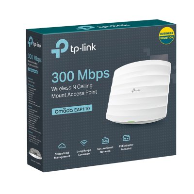 TP-Link EAP110 Access Point 300Mbps (2.4GHz) รองรับระบบ Omada SDN และ Passive PoE - รับประกันศูนย์ไทย Limited Lifetime