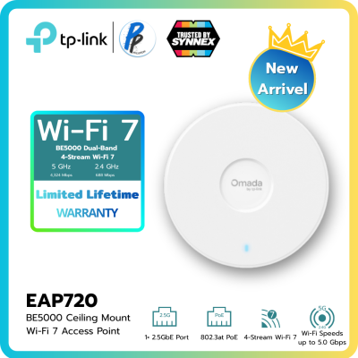 TP-Link Omada EAP720 BE5000 Ceiling Mount Wi-Fi 7 Access Point | Ultra-Fast 2.5G Port