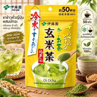 ITOEN ชาเขียวชาข้าวคั่วผง 40 กรัม ชาเขียวญี่ปุ่น Itoen Instant Genmaicha
