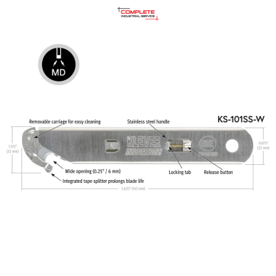 มีดนิรภัยสแตนเลส 100% KLEVER KS-101SS-W | ปลอดเชื้อ ล้างสะอาดง่าย สำหรับงานแพทย์และอุตสาหกรรม