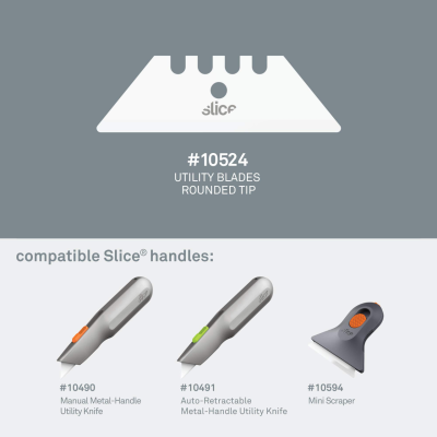 SLICE ใบมีดเซรามิกปลายมน รุ่น 10524 | Utility Blade Rounded Tip ใบมีดนิรภัย เปลี่ยนได้ สำหรับคัตเตอร์ SLICE