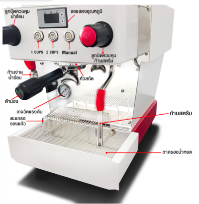 เครื่องชงกาแฟ 1 หัวชง PID ควบคุมอุณหภูมิน้ำและแรงดัน-หม้อต้ม 6 ลิตร