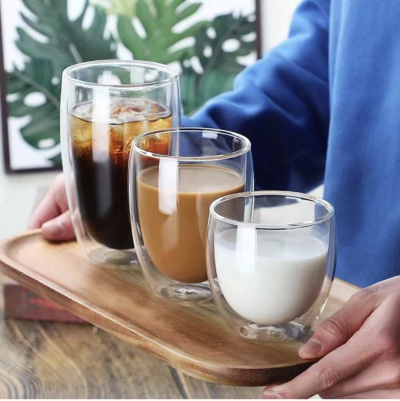 แก้วสองชั้น (Double wall coffee glass) ขนาด 450 ML ใส่น้ำร้อนเย็นได้
