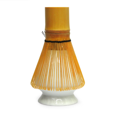 ชุดชงชาเขียวญี่ปุ่น (ชามัทฉะ) พร้อมกล่องและอุปกรณ์ 4 ชิ้น - สีขาว