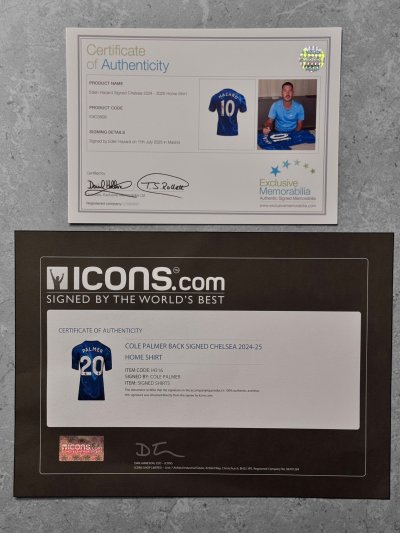 เสื้อ Chelsea 24/25 พร้อม ลายเซ็นสด Eden Hazard+Cole Palmer