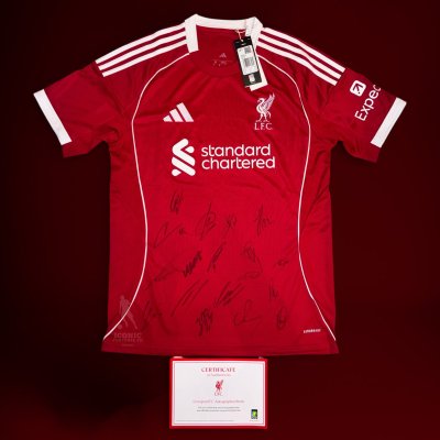 เสื้อ Liverpool Official Signed Champions 25/26 Squad Signed (Club COA)