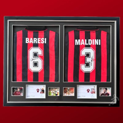 เสื้อ AC Milan Retro พร้อม ลายเซ็นสด Baresi+Maldini เข้ากรอบคู่
