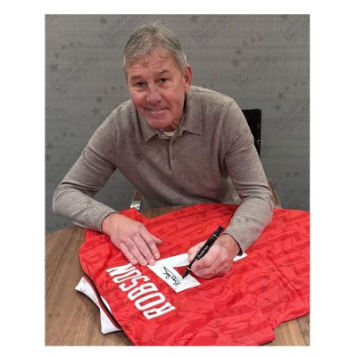 เสื้อ Manchester United Official Retro พร้อม ลายเซ็นสด Eric Cantona+Bryan Robson เข้ากรอบคู่ Exclusive Memorabilia