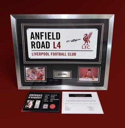 ป้าย Anfield Street Sign  พร้อมลายเซ็นสด Miloš Kerkez เข้ากรอบ