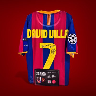 เสื้อ Barcelona Retro Signed by David Villa พร้อมข้อความพิเศษ