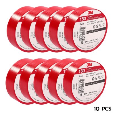 เทปพันสายไฟ TEMFLEX 150 19MMX10M สีน้ำเงิน-แดง 3M (แพ็ค 10 ม้วน)