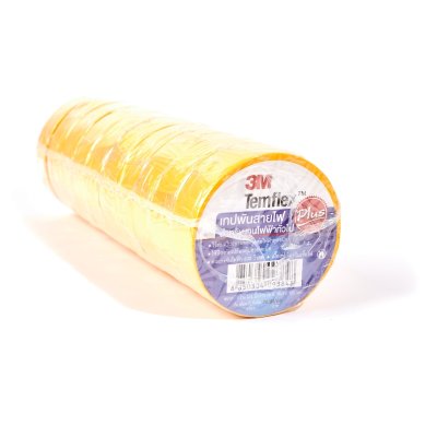 เทปพันสายไฟ TEMFLEX PLUS 3/4"X10Y สีเหลือง 3M (10 แถม 1)