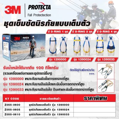 ชุดนิรภัยแบบเต็มตัว (Full Body Harness) 3M รุ่น 1390000