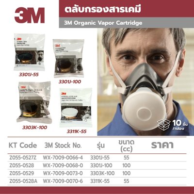 ตลับกรองไอระเหยสารเคมี 3M รุ่น 3301K(J)-55