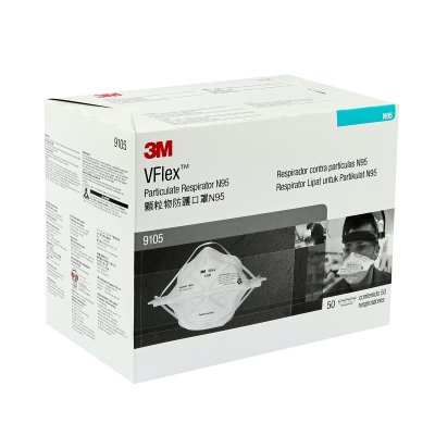 หน้ากากป้องกันฝุ่น 3M รุ่น 9105 VFLEX มาตรฐาน N95 (50 ชิ้น/กล่อง)