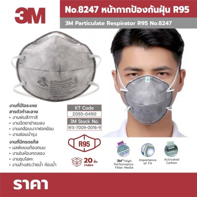หน้ากากป้องกันฝุ่นและกลิ่นเจือจาง 3M