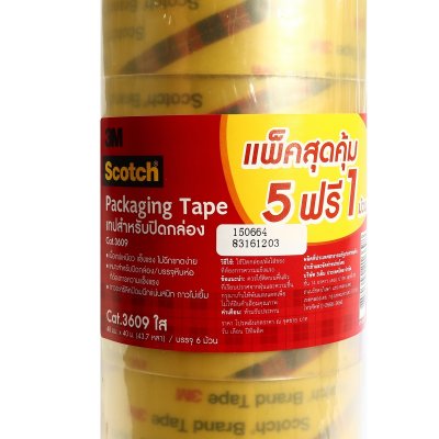 เทปปิดกล่อง OPP 48 มม.X40 ม. 3M รุ่น NO.3609 (สีชา/สีใส) แพ็ค 5 แถม 1