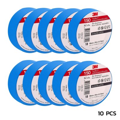 เทปพันสายไฟ TEMFLEX 150 19MMX10M สีน้ำเงิน-แดง 3M (แพ็ค 10 ม้วน)