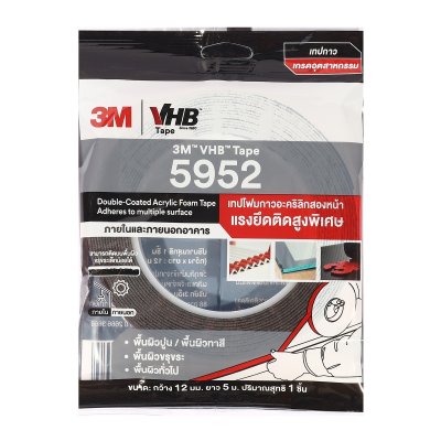 เทปแรงยึดติดสูง VHB 12 มม.X5 ม. 3M รุ่น 5952 สีดำ