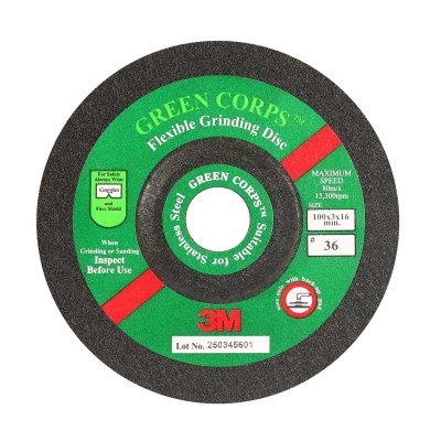 แผ่นเจียรอ่อนตัว 3M รุ่น GREEN CORPS เบอร์ G36 ขนาด 100X3X16 มม. (4 นิ้ว)