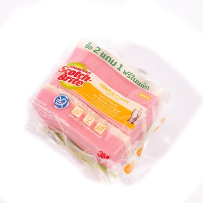 แผ่นใยขัดฟองน้ำ 2IN1 ANTI-BAC 3M รุ่น Z057-0015N (สีชมพู/เขียว)