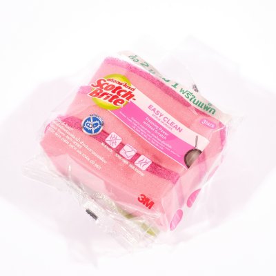 แผ่นใยขัดฟองน้ำ 2IN1 ANTI-BAC 3M รุ่น Z057-0020N (สีชมพูเข้ม)