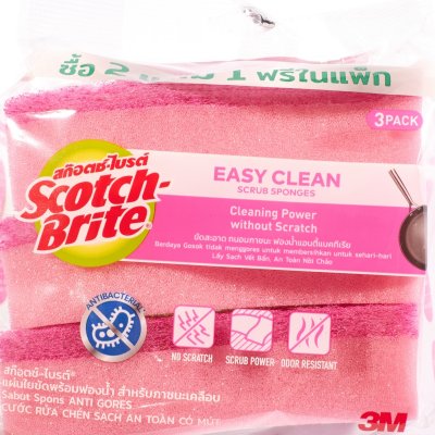แผ่นใยขัดฟองน้ำ 2IN1 ANTI-BAC 3M รุ่น Z057-0020N (สีชมพูเข้ม)