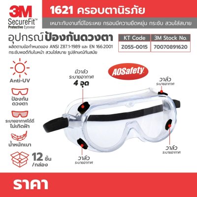 แว่นตาป้องกันสารเคมี 3M