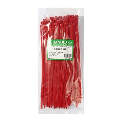 เคเบิ้ลไทร์ 10" สีแดง (100เส้น) BANDEX รุ่น CT250RD-4C