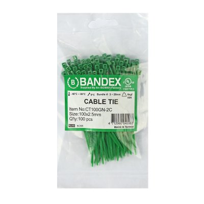 เคเบิ้ลไทร์ 4" สีเขียว (100เส้น) BANDEX รุ่น CT100GN-2C