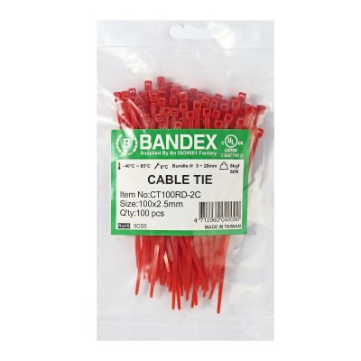 เคเบิ้ลไทร์ 4" สีแดง (100เส้น) BANDEX รุ่น CT100RD-2C