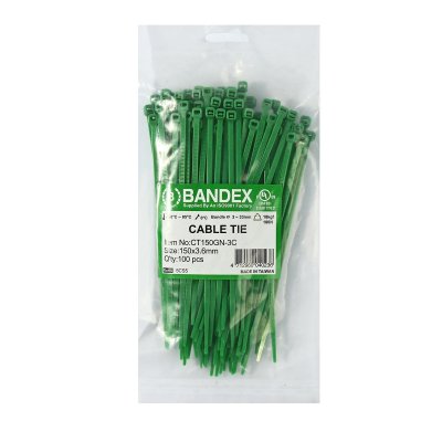 เคเบิ้ลไทร์ 6" สีเขียว (100เส้น) BANDEX รุ่น CT150GN-3C