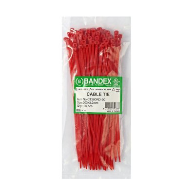 เคเบิ้ลไทร์ 8" สีแดง (100เส้น) BANDEX รุ่น CT200RD-3C