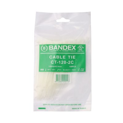 เคเบิ้ลไทร์ BANDEX 4 3/4 นิ้ว สีขาว (100เส้น) รุ่น CT-120-2C