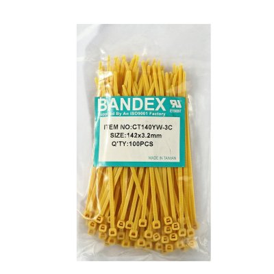 เคเบิ้ลไทร์ BANDEX 5-2/4 นิ้ว สีเหลือง (100เส้น) รุ่น CT140YW-3C