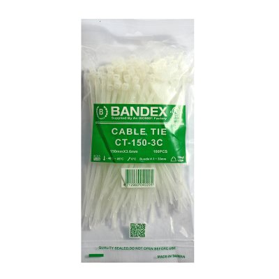 เคเบิ้ลไทร์ BANDEX 6 นิ้ว สีขาว (100เส้น) รุ่น CT-150-3C