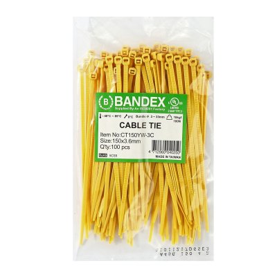 เคเบิ้ลไทร์ BANDEX 6 นิ้ว สีเหลือง (100เส้น) รุ่น CT150YW-3C