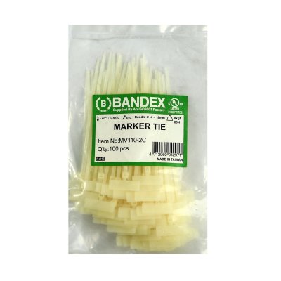 เคเบิ้ลไทร์มีป้าย สีขาว 4 3/8 นิ้ว (110 มม., 100 ชิ้น/แพ็ค) BANDEX รุ่น MV-110-2C