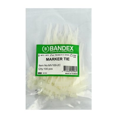 เคเบิ้ลไทร์มีป้าย สีขาว 4 นิ้ว (100 มม.) BANDEX รุ่น MV-100-2C