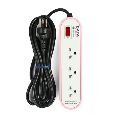 ปลั๊กรางไฟมาตรฐาน มอก. 3 ช่อง 1 สวิตซ์ 3 เมตร (ชมพู) DATA รุ่น AP3146