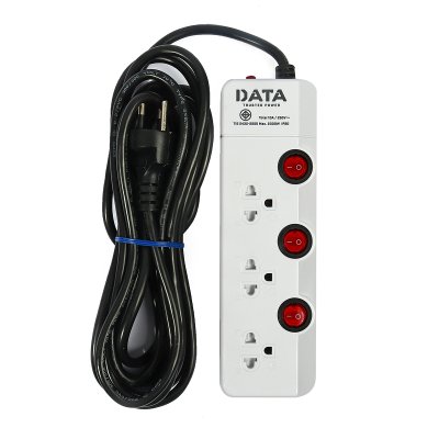 ปลั๊กรางไฟมาตรฐาน มอก. 3 ช่อง 3 สวิตซ์ (3/5 เมตร) DATA รุ่น HM3359