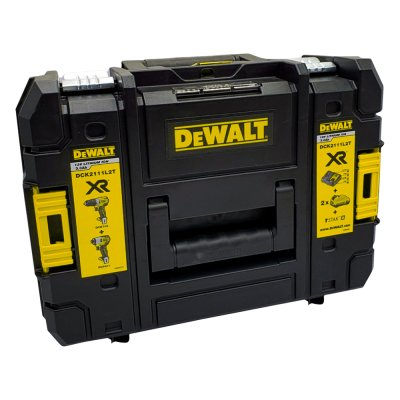 ชุดสว่านกระแทกและไขควงกระแทกไร้สาย DEWALT 12V Max พร้อมกล่องเครื่องมือ TSTAK รุ่น DCK2111L2T-B1
