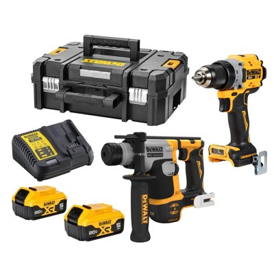ชุดสว่านไร้สายและสว่านโรตารี่ไร้สาย DEWALT 20V แบตเตอรี่ 5Ah 2 ก้อน รุ่น DCK2215P2T-B1