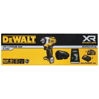 บล็อคกระแทกไร้สาย ไร้แปรงถ่าน DEWALT 4 หุน 12V รุ่น DCF901P1G-QW