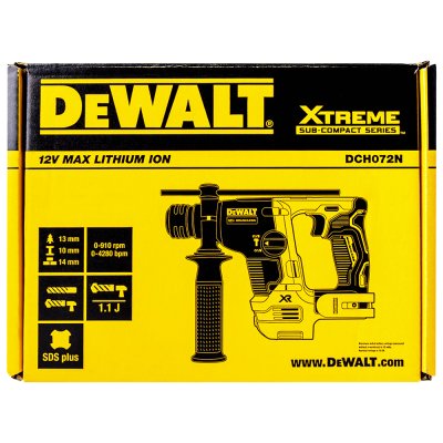สว่านโรตารี่ไร้สาย DEWALT 14 มม. 2 โหมด 12V Max (ตัวเปล่า) ขนาดเล็ก sub compact รุ่น DCH072N-KR